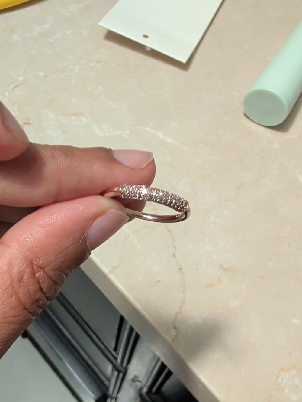 MONICA VINADER Rose Gold Ring with White Stones